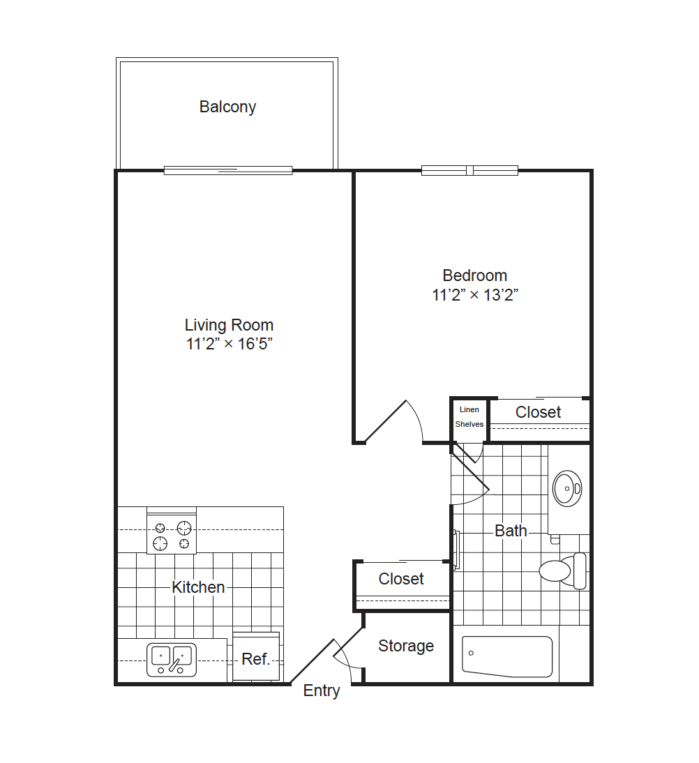 one bedroom apartment plan