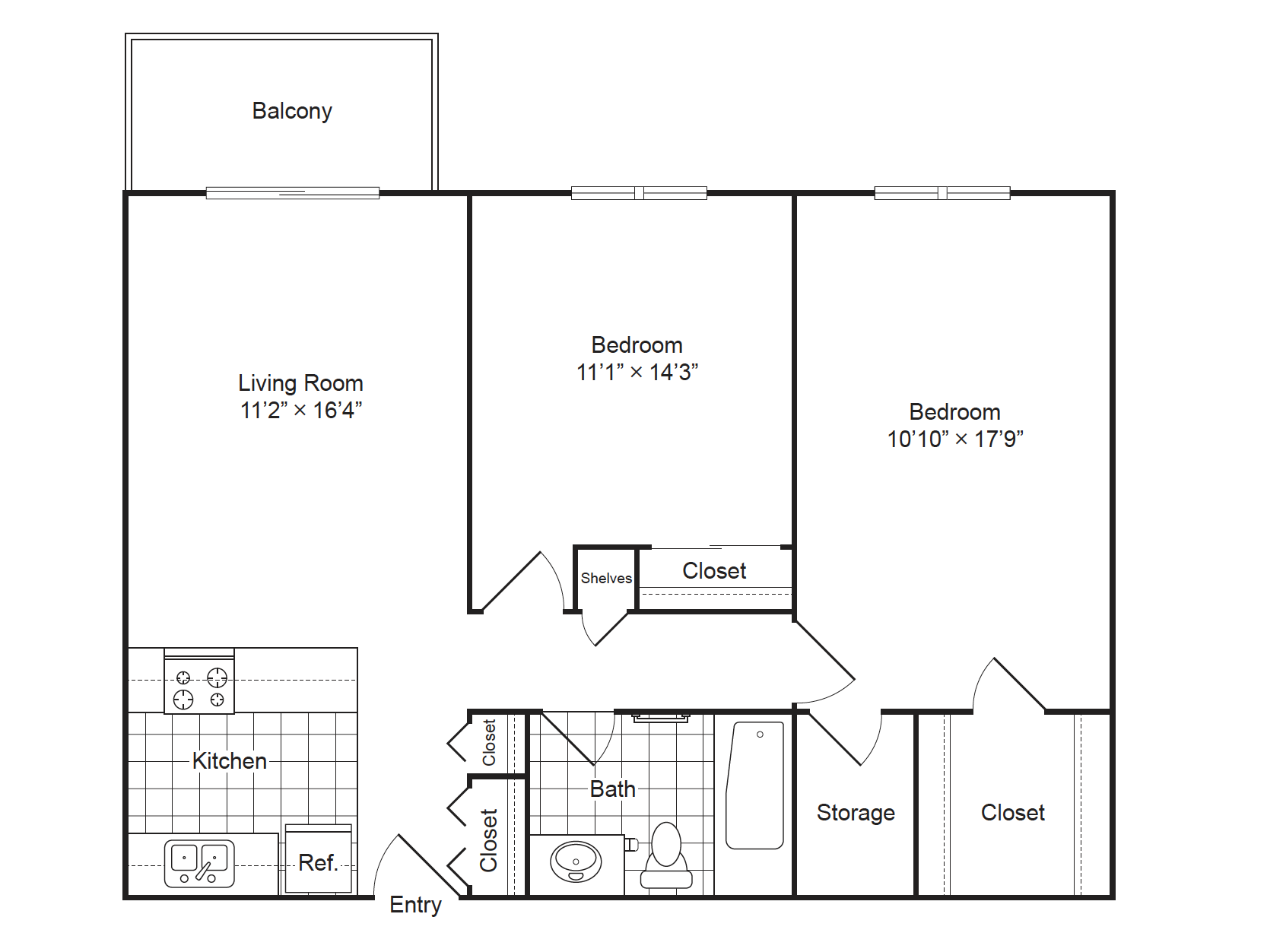 two bedroom apartment plan